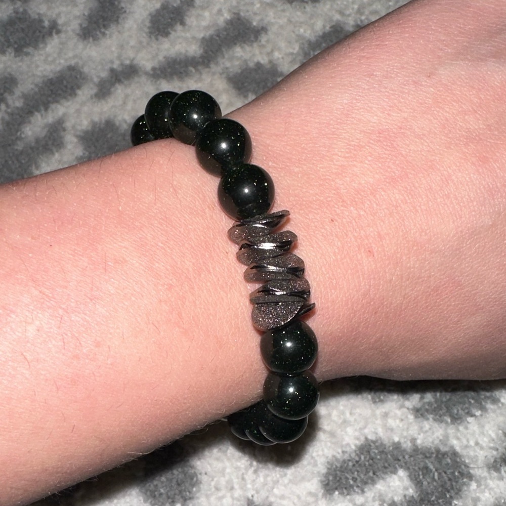 Dark Green Shimmer w/ Silver Accent Bracelet